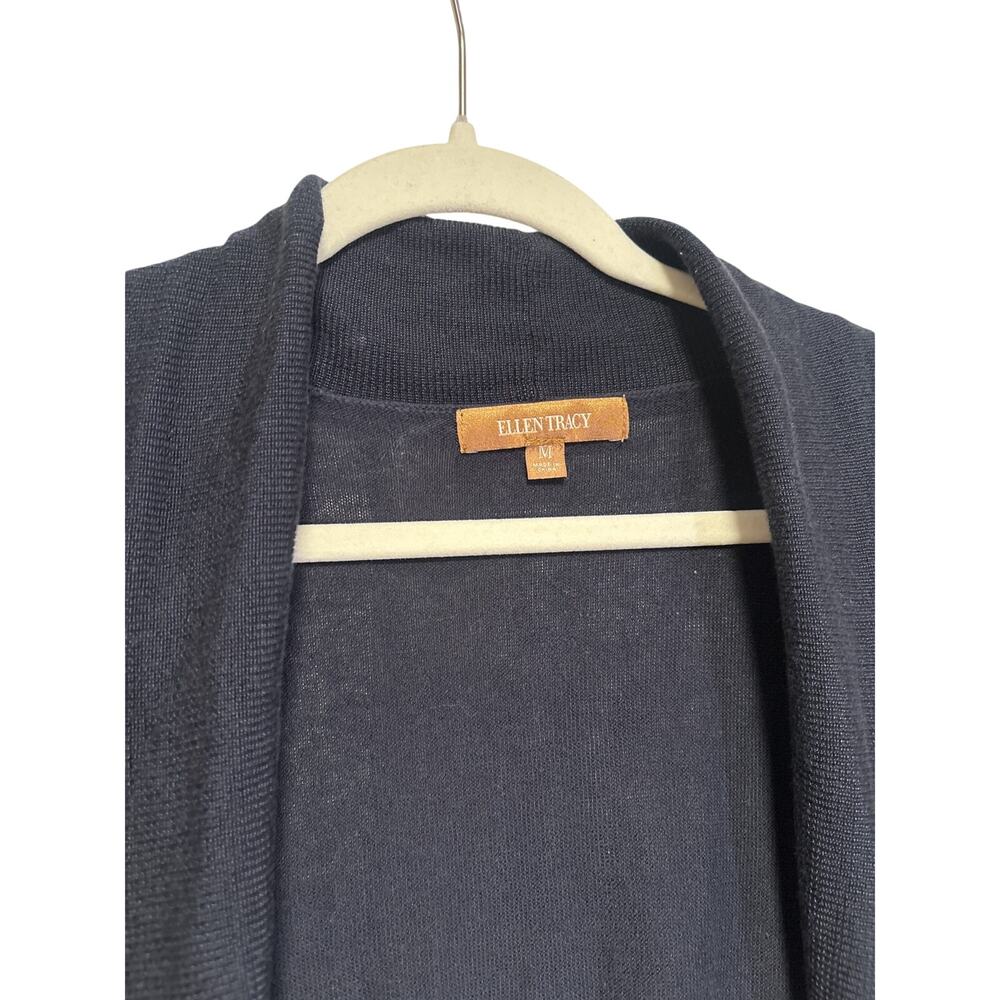 Ellen Tracy Navy Blue Short Sleeve Cardigan Medium - Picture 2 of 6